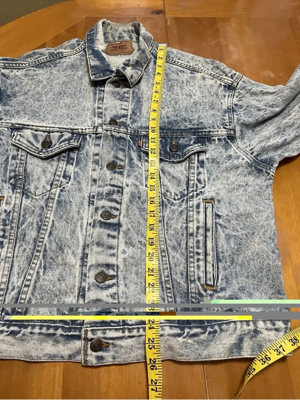 Vintage Levi’s 70507-0219 Acid Wash Denim Trucker Jacket USA Made Size L 523 - Picture 11 of 13